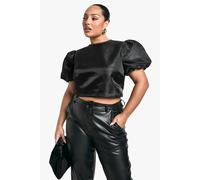boohoo Women's Plus Taffeta Bow Tie Back Top in Black | Size: 18