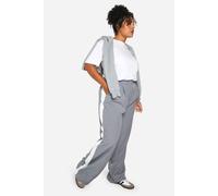 boohoo Women's Plus Tailored Contrast Wide Leg Trouser in Grey | Size: 16