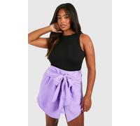 boohoo Women's Plus Textured Woven Bow Detail Mini Skirt in Lilac | Size: 16