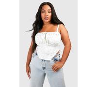 boohoo Women's Plus Tie Front Ditsy Corset Top in Lemon | Size: 26