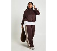 boohoo Women's Plus Tricot Side Stripe Wide Leg Jogger Pants in Chocolate | Size: 26
