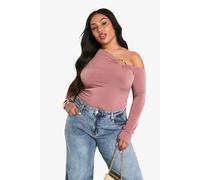 boohoo Women's Plus Trim Detail Ruched Top in Rose | Size: 26