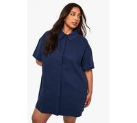 boohoo Women's Plus Twill Shift Dress in Navy | Size: 18