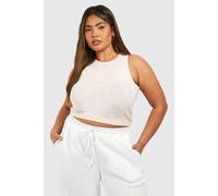 boohoo Women's Plus Washed Rib Racer Vest in Baby Pink | Size: 28