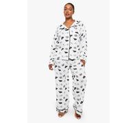 boohoo Women's Plus Western Print Long Sleeve Shirt & Trouser Pyjama Set in Beige | Size: 28