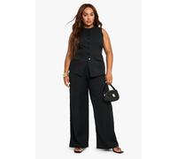 boohoo Women's Plus Wide Leg Tailored Trouser in Black | Size: 28