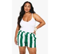 boohoo Women's Plus Wide Stripe Woven Flippy Shorts in Green | Size: 16