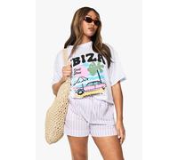 boohoo Women's Plus Wide Stripe Woven Flippy Shorts in Lilac | Size: 28