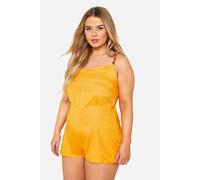 boohoo Women's Plus Woven Bead Detail Strappy Playsuit in Orange | Size: 20