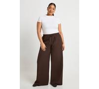 boohoo Women's Plus Woven Elasticated Waist Drawstring Wide Leg Trouser in Chocolate | Size: 16