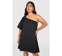 boohoo Women's Plus Woven One Shoulder Mini Dress in Black | Size: 28