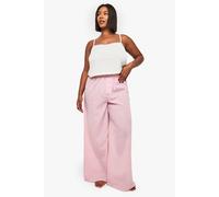 boohoo Women's Pointelle Vest & Wide Leg Trouser Pj Set in Pink | Size: 24