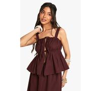 Boohoo Poplin Ruched Smock Cami In Chocolate chocolate 12
