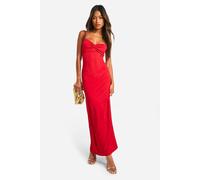 boohoo Women's Premium Matte Slinky Ruched Bust Maxi Dress in Red | Size: 18