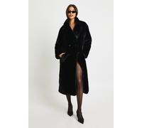 boohoo Women's Premium Maxi Faux Fur Coat in Black | Size: 16