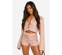 boohoo Women's Premium Pinstripe Tailored Hotpants in Rose | Size: 6