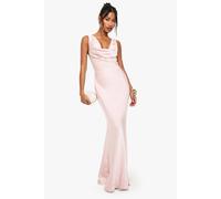 boohoo Women's Premium Plunge Cowl Maxi Dress in Light Pink | Size: 18
