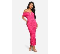 boohoo Women's Premium Power Mesh Structured Midaxi Dress in Hot Pink | Size: 10