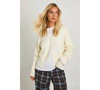 boohoo Women's Premium Rib Button Through Knitted Cardigan in Cream | Size: Medium