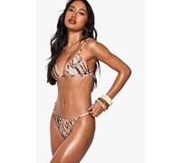 boohoo Women's Premium Swim Tie Dye Hot Fix Tanga Brief in Brown | Size: 16