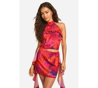 boohoo Women's Printed Frill Detail Woven Top | Size: 14