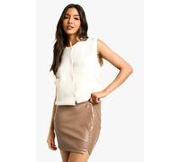 boohoo Women's Pu Split Hem Mini Skirt in Taupe | Size: 10