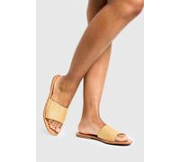 boohoo Women's Raffia Mule Sandal in Gold | Size: 5