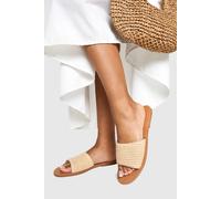 boohoo Women's Raffia Mule Sandals in Natural | Size: 7