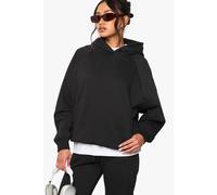 boohoo Women's Raglan Seam Oversized Hoodie in Black | Size: Large