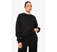 boohoo Women's Raglan Seam Oversized Sweatshirt in Black | Size: Small