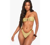 boohoo Women's Resin Hardwear Bandeau Bikini Briefs in Olive | Size: 16