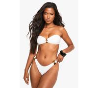 boohoo Women's Resin Hardwear Bandeau Bikini Briefs in White | Size: 6