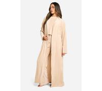 boohoo Women's Rib Fleece Dressing Gown in Mocha | Size: Large