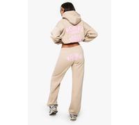 boohoo Women's Rodeo Tour Slogan Puff Printed Wide Leg Jogger Pants in Stone | Size: XL