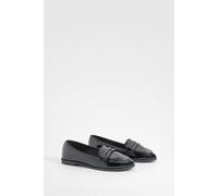 boohoo Women's Round Toe Basic Loafers in Black | Size: 4