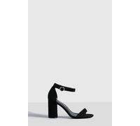 boohoo Women's Rounded Heel 2 Part Barely There Heels in Black | Size: 8