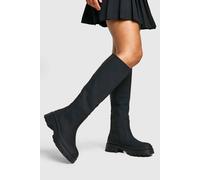boohoo Women's Rubber Knee High Boots in Black | Size: 5