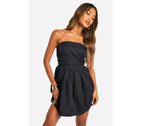 boohoo Women's Ruched Bandeau Mini Dress in Black | Size: 14