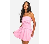 boohoo Women's Ruched Bandeau Open Back Mini Dress in Pink | Size: 14