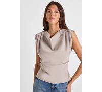 boohoo Women's Ruched Pleat Detail Blouse in Mushroom | Size: 10