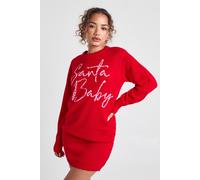 boohoo Women's Santa Baby Christmas Jumper Dress in Red | Size: Small