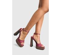 boohoo Women's Satin Platform Stacked Heel in Rose | Size: 8