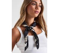 boohoo Women's Satin Polka Dot Print Neckerchief Scarf in Black