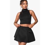 boohoo Women's Scuba High Neck Sleeveless Top in Black | Size: 6