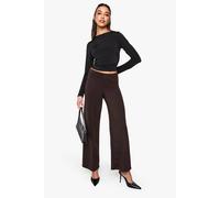 boohoo Women's Scuba Pintuck Straight Leg Trouser in Chocolate | Size: 12