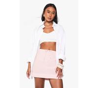 boohoo Women's Seersucker Stripe Drawstring Waist Skirt in Pink | Size: 12