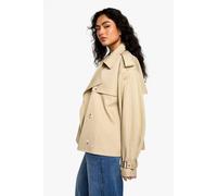 boohoo Women's Short Belted Trench Coat in Stone | Size: 16
