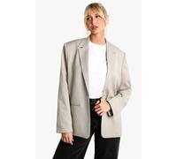 boohoo Women's Single Breasted Boxy Oversized Blazer in Stone | Size: 8