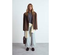 boohoo Women's Single Breasted Button Detail Volume Sleeve Oversized Blazer in Coffee | Size: 14