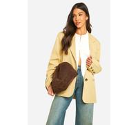 boohoo Women's Single Breasted Relaxed Fit Tailored Blazer in Butter | Size: 10